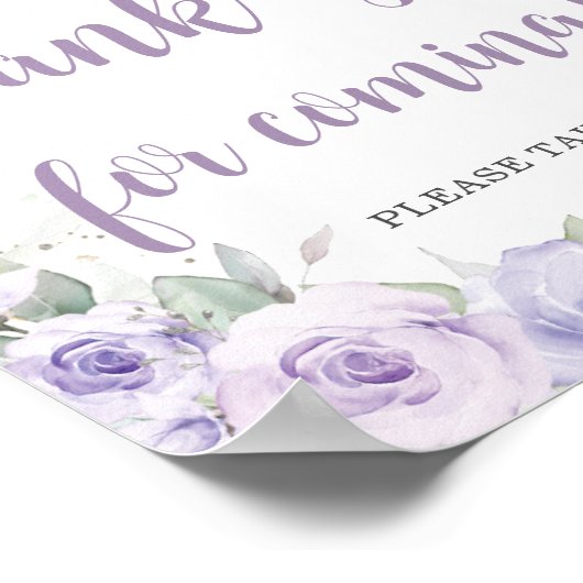Chique Lavendel Paarse Bloemen Quinceañera Dank u Poster (Hoek)