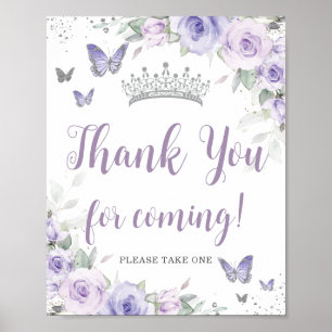 Chique Lavendel Paarse Bloemen Quinceañera Dank u Poster