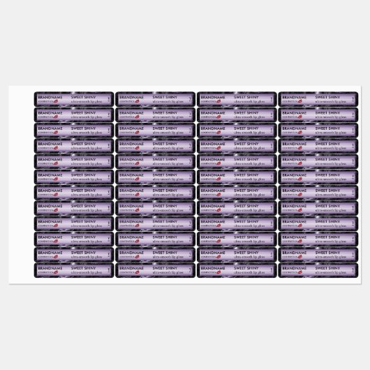 Chique Lavendel Paarse Folie Lip Gloss Glitterig Labels (Vel)