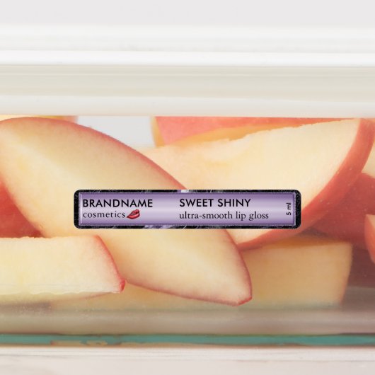 Chique Lavendel Paarse Folie Lip Gloss Glitterig Labels (Aangebracht)
