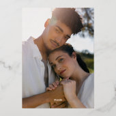 Chique leisteen grijs blad monogram foto bruiloft  folie uitnodiging (Achterkant)