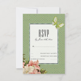Chique lelies & juweel vlinder RSVP Kaartje