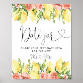 Chique Lemon Floral Date Jar Vrijgezellenfeest Poster (Voorkant)