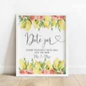 Chique Lemon Floral Date Jar Vrijgezellenfeest Poster