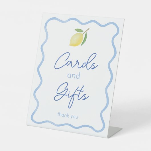 Chique Lemon Wavy Border Kaarten & Cadeaus Vrijgez Reclamebord Met Voetstuk (Voorkant)