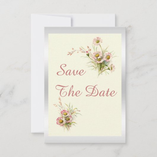 Chique lente bloemen 90ste verjaardag save the date (Voorkant)