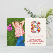 Chique lente bloemen meisje 8e verjaardag foto uit kaart (Staand voorkant)