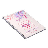 Chique lente bloemenroze Monogram Recept Kookboek Notitieboek (Rechterzijde)