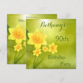 Chique lente Daffodils Bokeh 90ste verjaardagsfees Kaart (Voorkant / Achterkant)