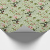 chique lente mint roze bloem paris eiffeltoren cadeaupapier (Hoek)
