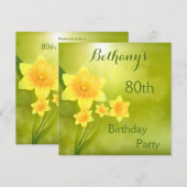 Chique lente-narcissen Bokeh 80ste verjaardagsfees Kaart (Voorkant / Achterkant)