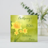 Chique lente-narcissen Bokeh 80ste verjaardagsfees Kaart (Staand voorkant)