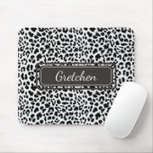 Chique Leopard Dierenprint Zwart en Grijs Mousepad Muismat (Met muis)