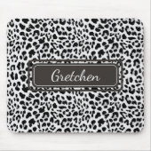 Chique Leopard Dierenprint Zwart en Grijs Mousepad Muismat (Voorkant)