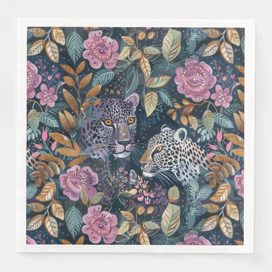 Chique Leopard floral Servet (Voorkant)