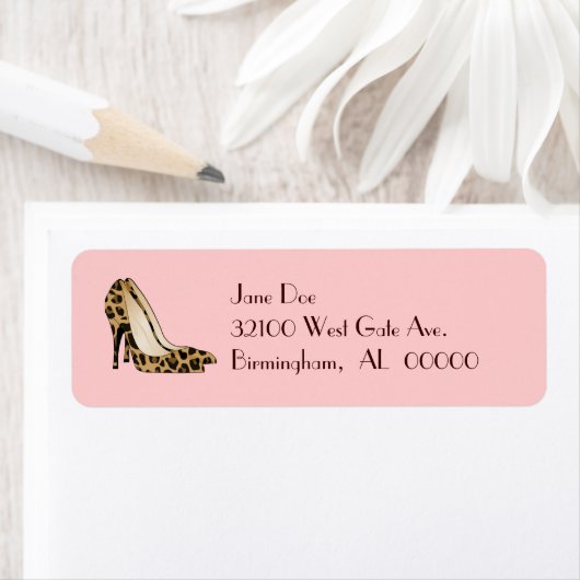 Chique Leopard Hoge hakken Custom Adresetiketten Etiket (Insitu)