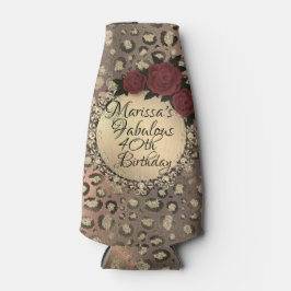 Chique Leopard Roos Fabulous 40th Birthday aanpass Flesjeskoeler