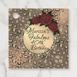 Chique Leopard Roos Fabulous 40th Birthday Custom Bedankjes Labels