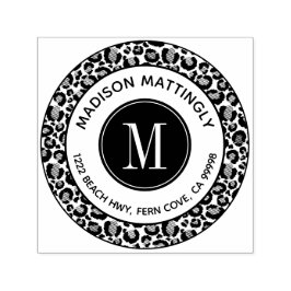 Chique Leopard Spots Boho Monogram Retouradres Zelfinktende Stempel