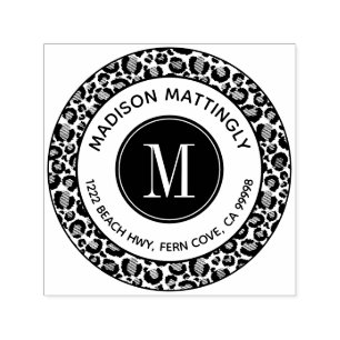 Chique Leopard Spots Boho Monogram Retouradres Zelfinktende Stempel