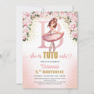Chique letter B monogram ballerina meisje verjaard Kaart