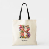 Chique letter B | Whimsical Bloemenbrief Monogram Tote Bag (Achterkant)