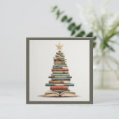  chique leuke kerstboom gemaakt van boeken feestdagenkaart (Staand voorkant)