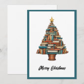 chique leuke kerstboom gemaakt van boeken feestdagenkaart (Voorkant / Achterkant)