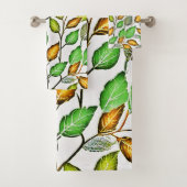 Chique levendige bladeren patroon bad handdoek (Insitu)
