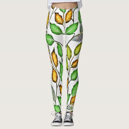 Chique levendige bladeren patroon leggings