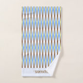 Chique licht blauw wit en goud strepen monogram bad handdoek (Handdoek)