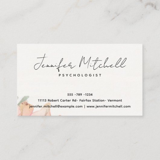 Chique Licht Roos Sage Groen Boheems Bloemen Scrip Visitekaartje (Achterkant)