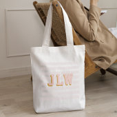 Chique Licht Roze Preppy 3-letter Monogram Canvas Tote Bag