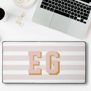 Chique Licht Roze Preppy Monogram Initialen Bureaumat