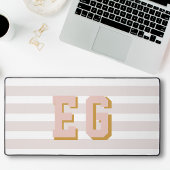 Chique Licht Roze Preppy Monogram Initialen Bureaumat