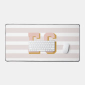 Chique Licht Roze Preppy Monogram Initialen Bureaumat (Keyboard & Muis)