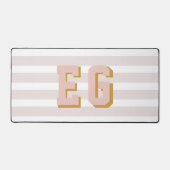 Chique Licht Roze Preppy Monogram Initialen Bureaumat (Voorkant)
