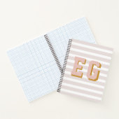 Chique Licht Roze Preppy Monogram Initialen Canvas Notitieboek (Binnen)