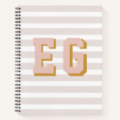 Chique Licht Roze Preppy Monogram Initialen Canvas Notitieboek (Voorkant)