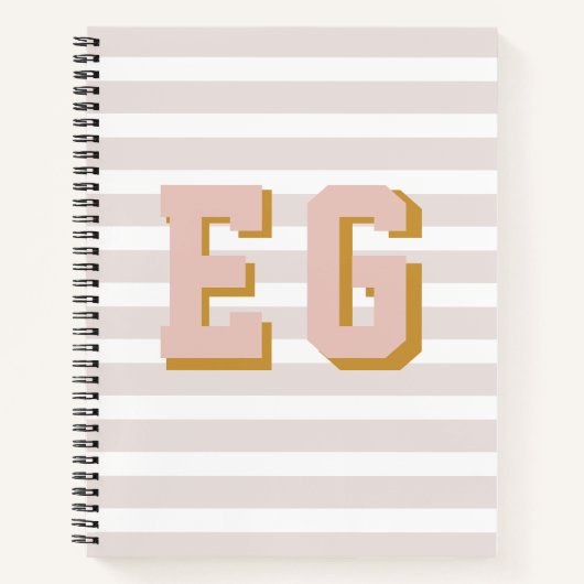 Chique Licht Roze Preppy Monogram Initialen Canvas Notitieboek (Voorkant)