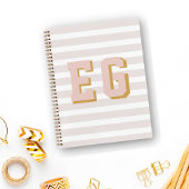 Chique Licht Roze Preppy Monogram Initialen Canvas Notitieboek