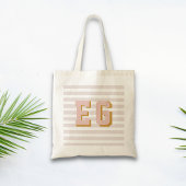 Chique Licht Roze Preppy Monogram Initialen Canvas Tote Bag