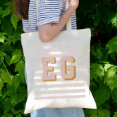 Chique Licht Roze Preppy Monogram Initialen Canvas Tote Bag