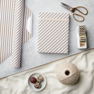 Chique Licht Taupe Grijs Bruin Wit Strepen Patroon Cadeaupapier