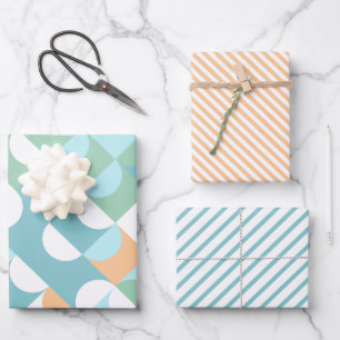 Chique licht teal blauw groene cirkels kunstpatroo inpakpapier vel