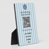Chique Lichtblauw & Witte Strepen QR Code Wifi Fotoplaat (Zijkant)