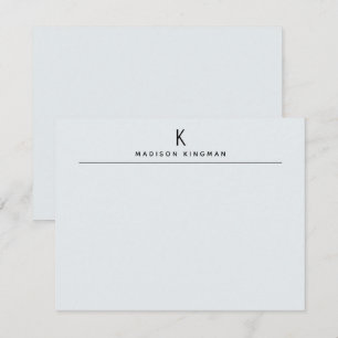 Chique Lichtblauwe Moderne Monogram Eerste Letter  Notitiekaartje
