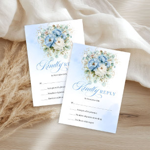 Chique lichtblauwe witte bloemen Eucalyptus bruilo RSVP Kaartje