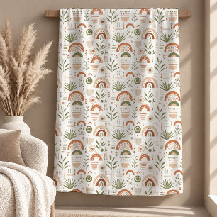 Chique Lichtbruine Ivoor Sage Boho Regenboogdeken Fleece Deken