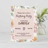 chique lichte roze tuin bloemenverjaardag kaart (Staand voorkant)